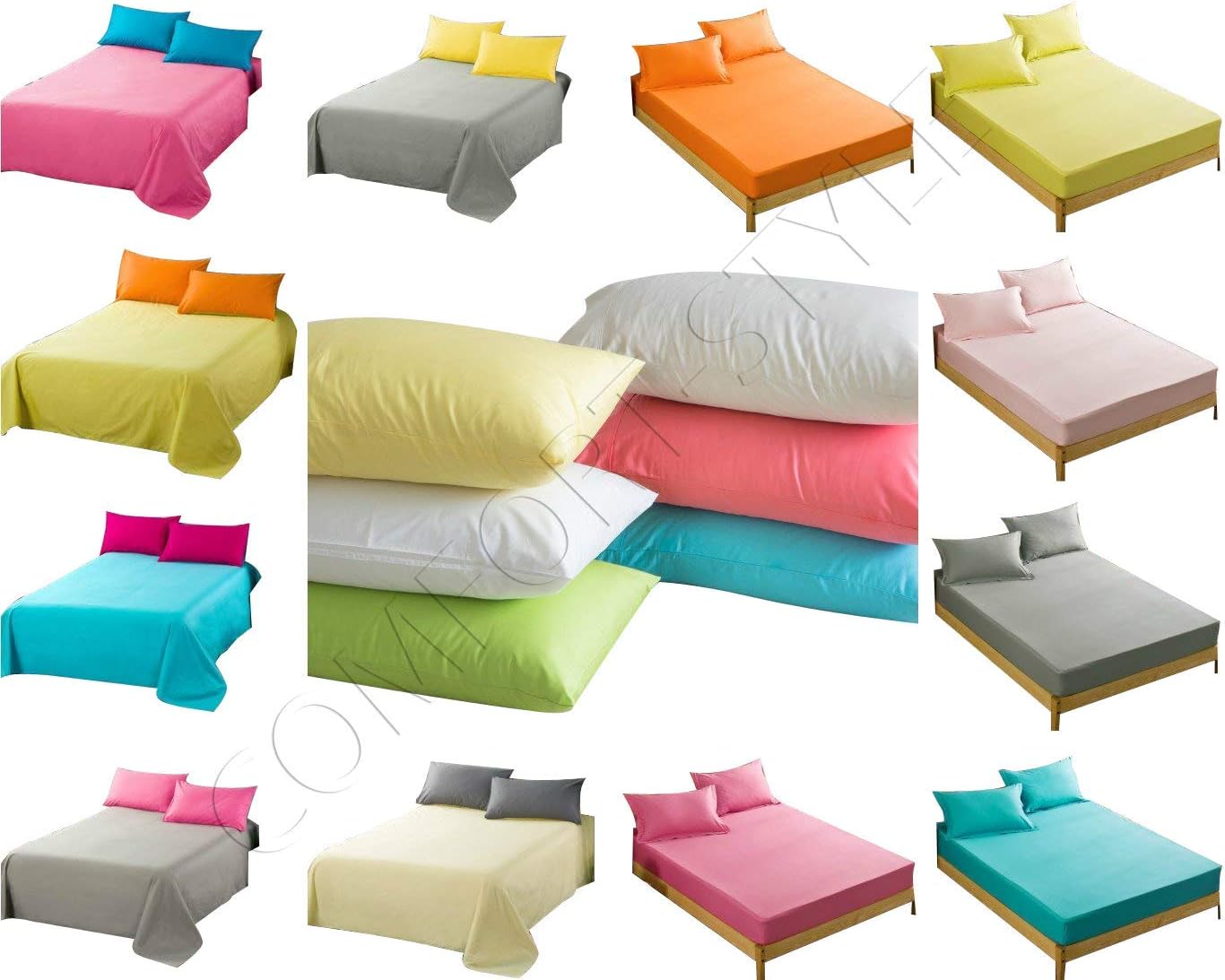 EASY CARE Non Iron Plain Bed Sheets Set (Flat Bed Sheet + Fitted Bed