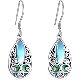 Filigree Earrings for Women S925 Sterling Silver Teardrop Abalone Shell Dangle Earrings Bohemian Filigree Earrings Jewelry Anniversary Birthday Gift