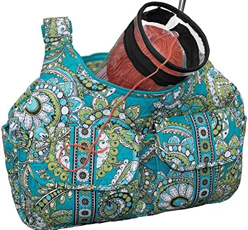 Yarn Tote Organizer, Knitting Tote Shoulder Bag, with A Separate See Through Pouch with Grommet on Lid for Thread Yarn to Go Through, Prevent Yarn Tangling