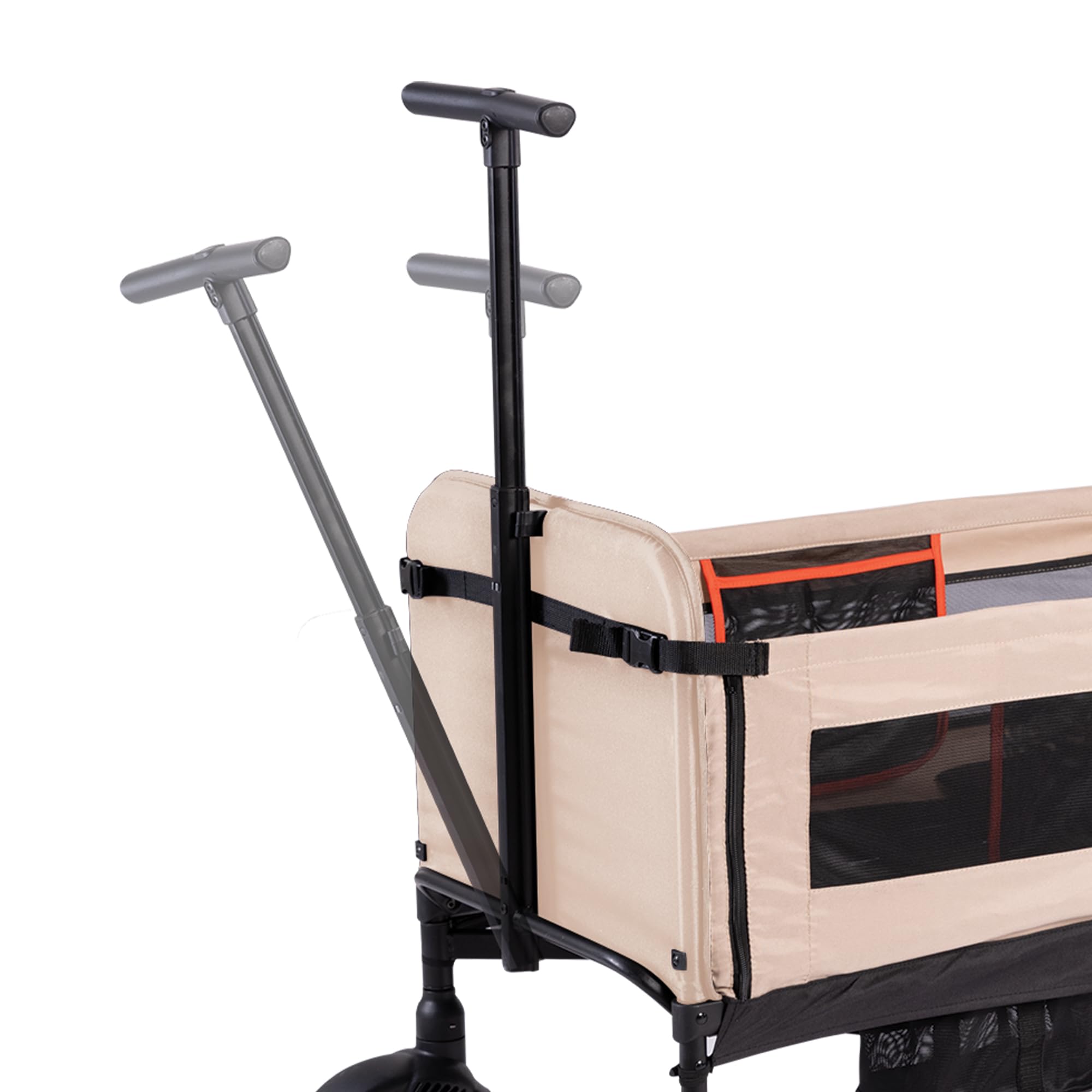 Yvolution Easy Fold & Store Wagon with Canopy – Collapsible 2-Seater Stroller Wagon for Kids, Adjustable Push/Pull Handles, Front Zipper Door, 360° Steering – Ages 12 Months+, Max 35kg