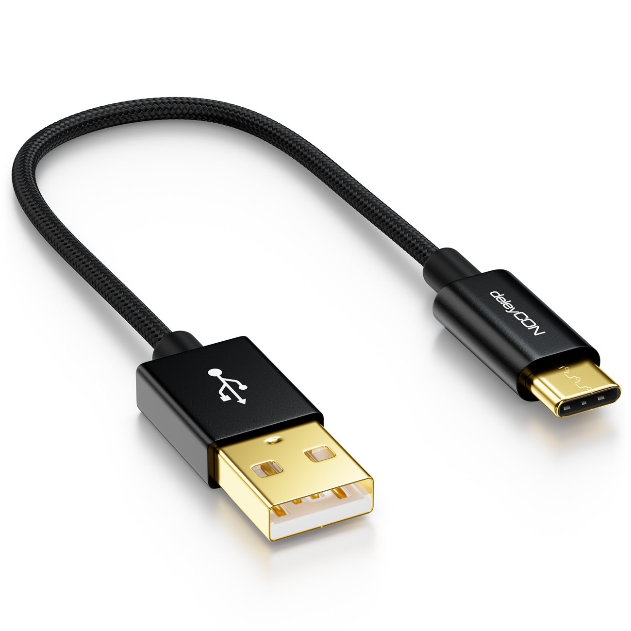 deleyCON USB C Cable Nylon + Metal Connector to USB 2.0 (Type-A)
