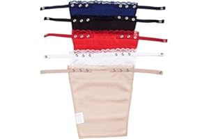 5pcs Lady Lace Clip-on Mock Camisole Bra Insert Overlay Modesty Panel Vest Tanks, Navy Black Red White Beige, One Size