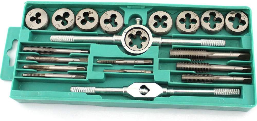 OSOF 20PCS Adjustable Tap and Die Set, Combination Alloy Steel Hand Tools Metric Size for Bolt Screw Extractor/Poller Kit Remover set