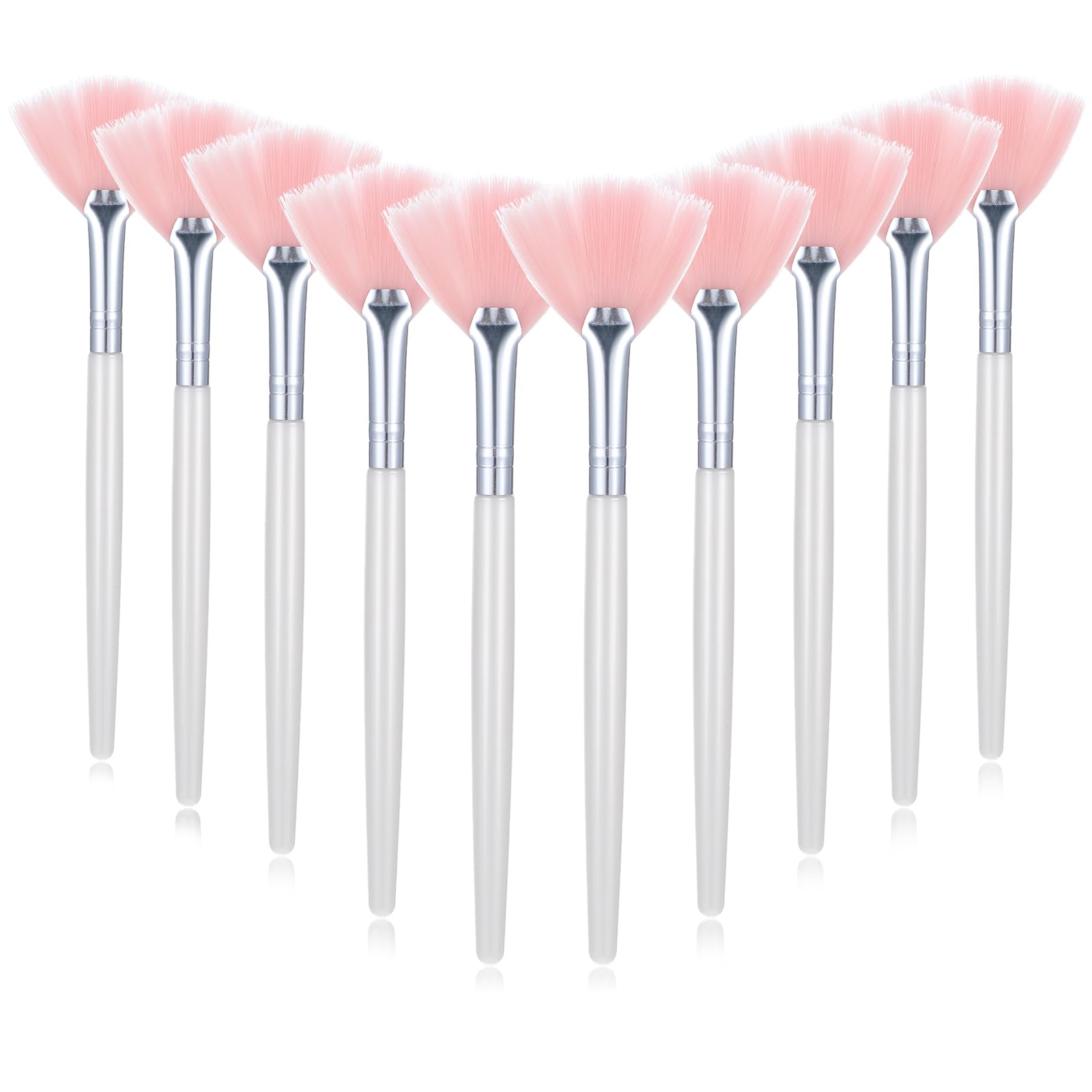 GEEHUA 10pcs Fan Facial Makeup Brushes, Soft Fan Facial Mask Applicator Brushes Professional Mask Cosmetic Tools with Comfortable Wood Handle for Blending Mud Cream Makeup Peel Esthetician