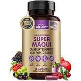 Organic Super Maqui Berry Capsules - Superfood Powder - Elderberry Extract, Cranberry, Pomegranate, Acai - Dry Eye & Tear Support, Gut Health, Skin - 60 Vegan Capsules, Non GMO, Gluten Free Supplement