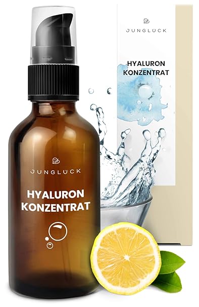 Junglück veganes Hyaluronsäure Konzentrat in Braunglas - hochdosiertes Hyaluron Serum - Anti-Aging Feuchtigkeitspflege Gel - 