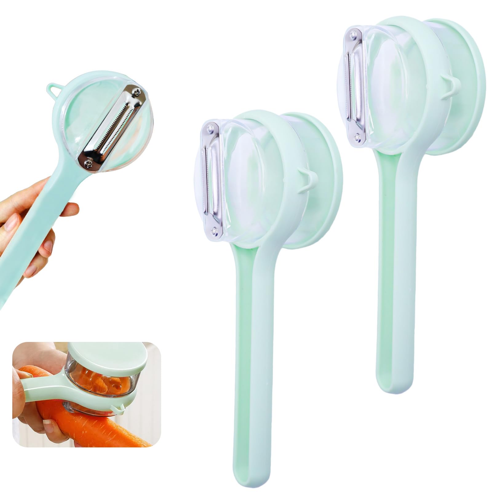 Photo 1 of ++3 PACK++Green Vegetable Peeler with Catcher, Double-Sided Stainless Steel Fruit Peeler, Citrus Carrot Potato Peeler Kitchen Essentials for Home 2 Pcs