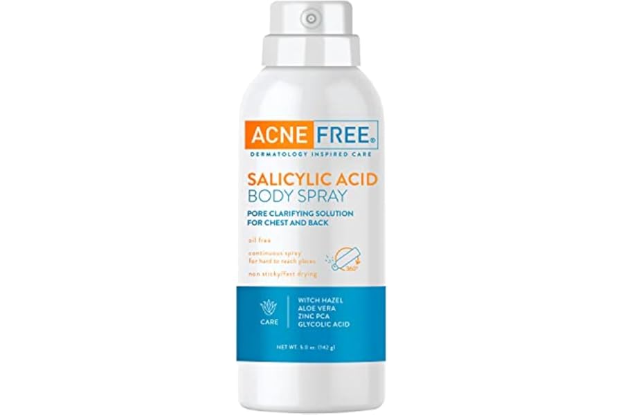 AcneFree Salicylic Acid Body Spray, Pore Clarifying Solution for chest and back, 5 Ounce