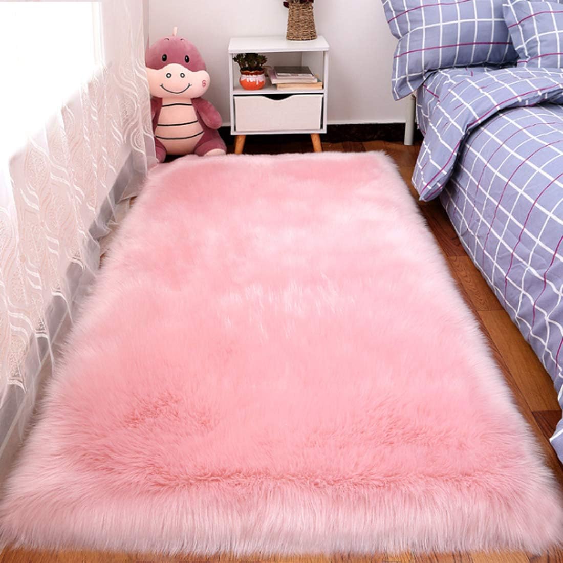 Wissec Faux Fur Rug Soft Pink Fluffy Rug,fluffy carpet,Faux Sheepskin