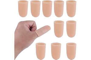 10pcs Finger Sleeve Protectors, Silicone Rubber Gel Thumb Tips Support Bandages Guard Cover Reusable Fingertips Splint Protec