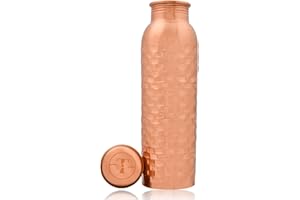 TAYHAA Pure Copper Water Bottle for Drinking - Indian Handmade Ayurveda Healing Benefit Water Bottle for Travel, Hiking, Gym, Office, Outdoor - Normal Finish - 950 ML