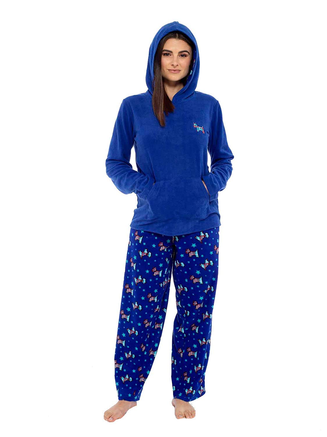 Ladies Bear Owl Penguin Long Sleeve Fleece Pyjamas Winter Warm