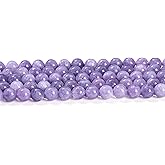 OKKRMGZ 60PCS Stone Beads for Jewelry Making 6MM Purple Chalcedony Natural Gemstone Pearls Treasures Bead Gallery Strung Loose Stones for DIY Bracelet Necklace