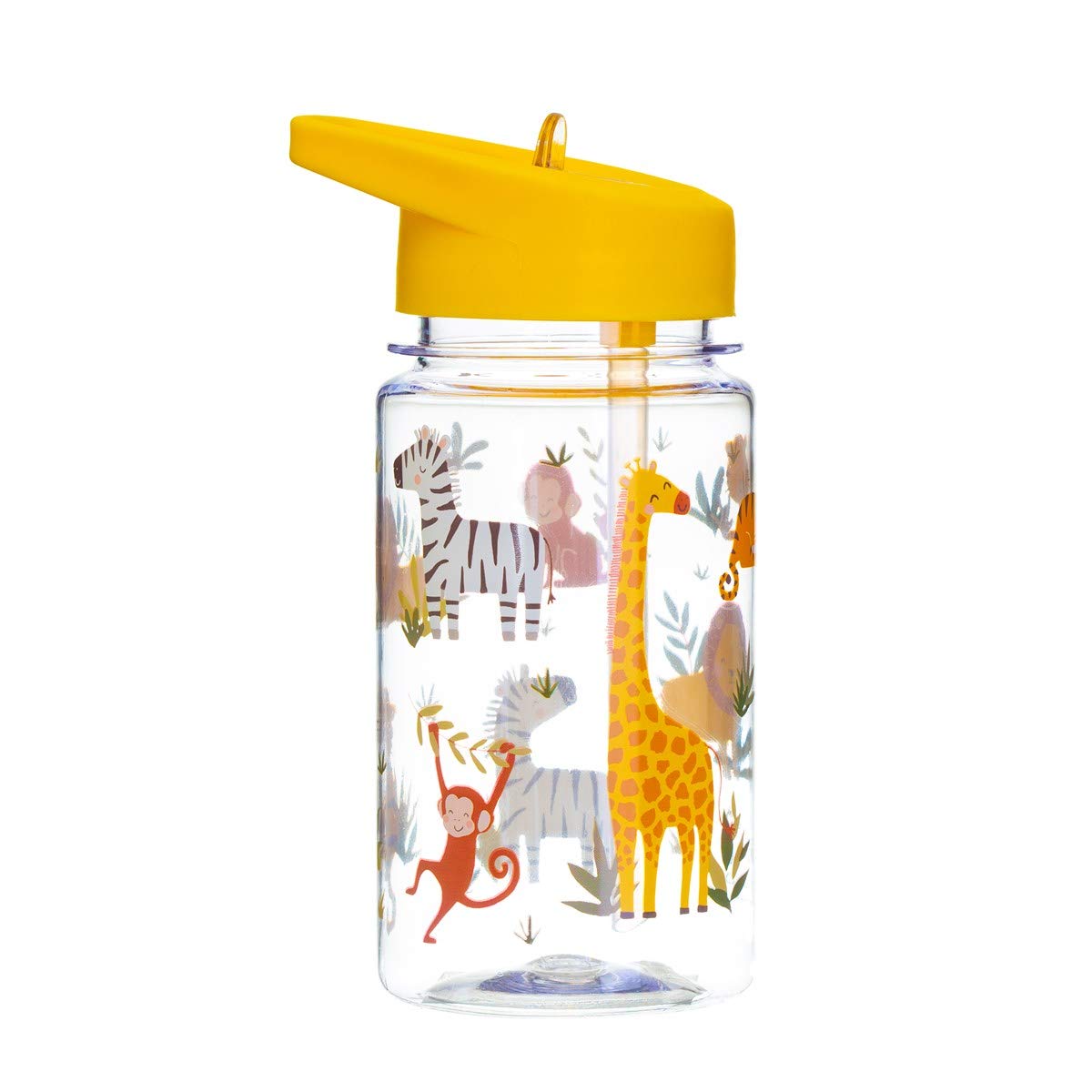 Sass & Belle Drink Up Savannah Safari Water Bottle - 400ml BPA-Free Kids Bottle with Straw – Reusable, Leakproof with Jungle Animal Print – Ideal for School, Travel, Sports & Outdoor Fun