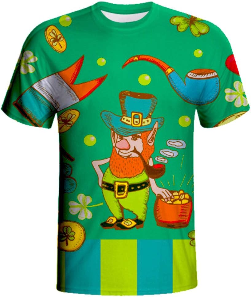 Moonuy Design Mens St. Patrick's Day Printed Short Sleeve Round Neck T Shirt Casual Pullover Tees Outdoor Tops