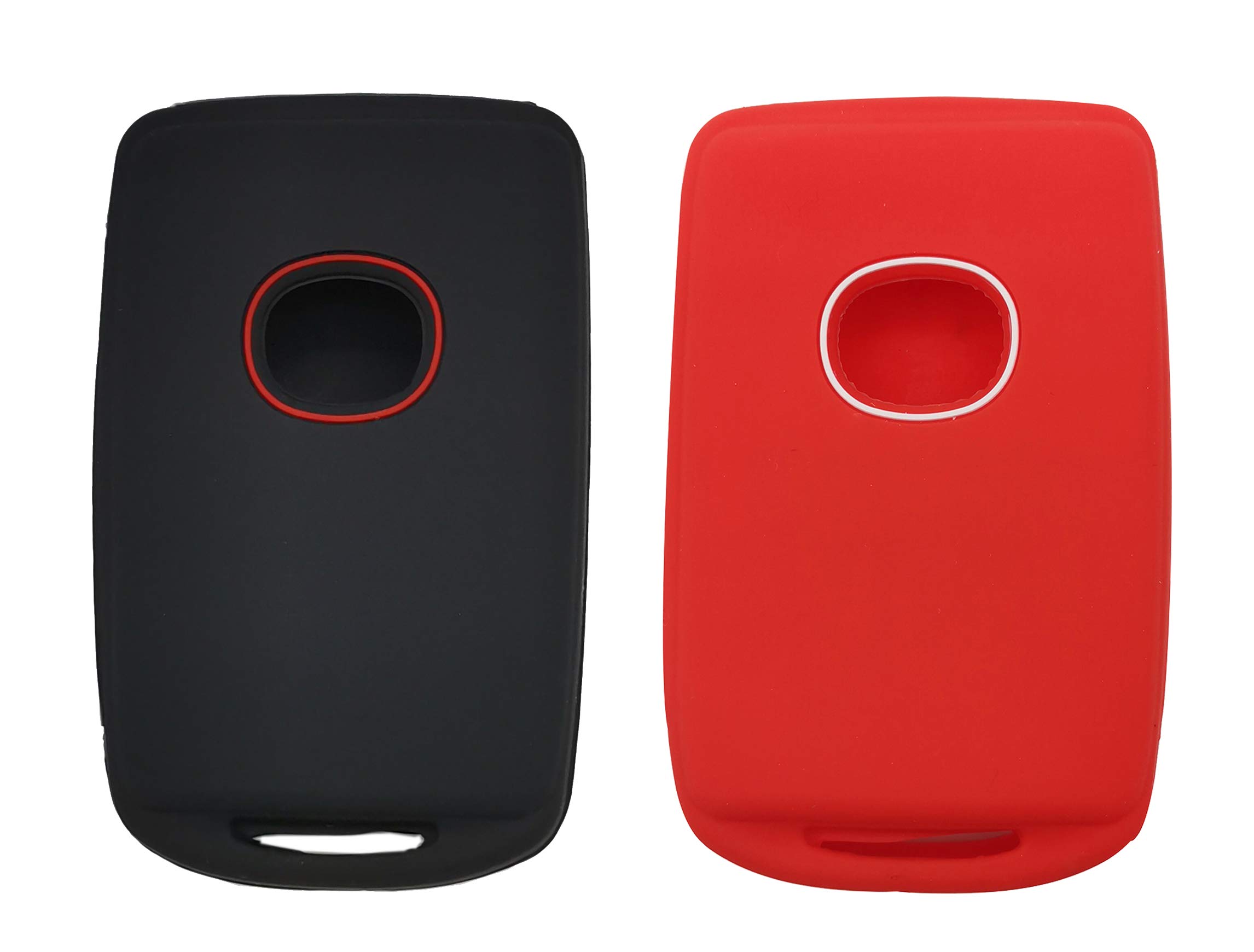 2Pcs Smart Key Fob Cover Case Protector Fit for 2021 2020 2019 Mazda 3 CX-30 CX-5 CX-9 Mazda 6 WAZSKE11D01 Keyless Entry Remote Fob Skin Jacket Bag Holder (1 Black with Red + 1 Red)