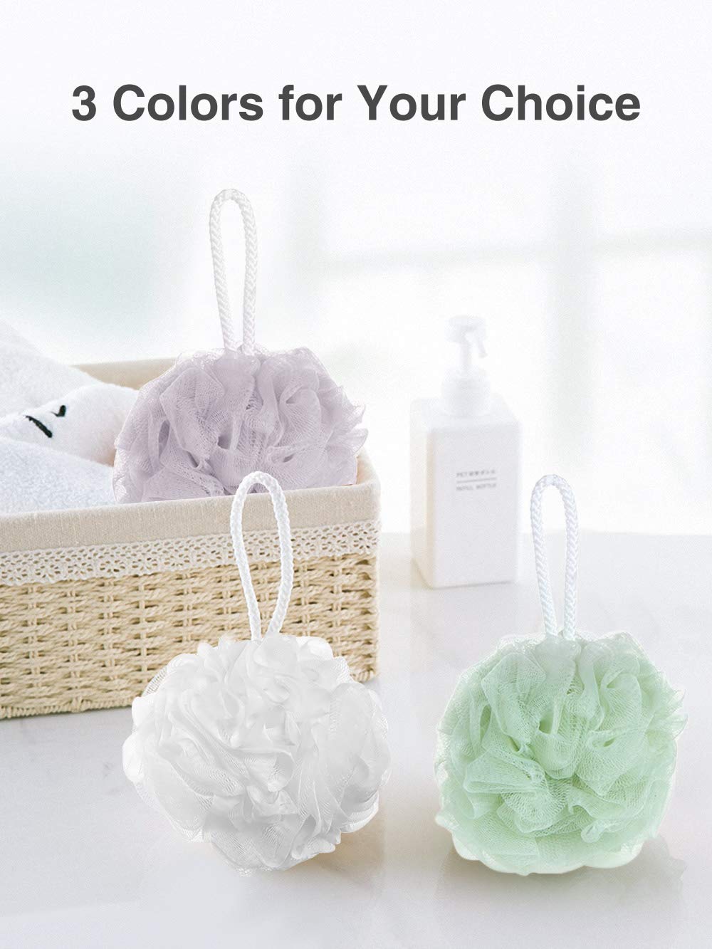 Elitehood Bath Loofah for Woman, 3 Pack Mens Loofa, Extra Large Exfoliating Loofah, Mesh Pouf Kids Loofah and Loofa Sponge Natural, 60G Large Shower Bath Loofah with 3 Different Colors Loofah Sponge: Beauty