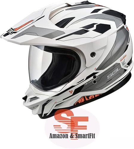 Amazon オフロード フルフェイス ヘルメット シールド付き バイクヘルメット 両用 バイザー付き 光線 白橙 L オフロード 車 バイク
