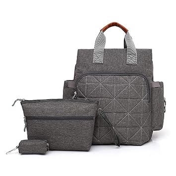 Zoylink Diaper Backpack Portable Nappy Bag with Toiletry Bag and Key Bag