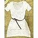 Creabygirls® Women's Sexy Crochet Hollow Out Bikini Cover Up Dress with Belt White
