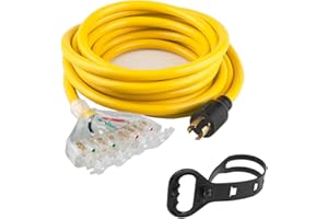 25 Feet Heavy Duty Generator Adaptor Extension Cord,Locking Cord,NEMA L14-30P/Four 5-20R, 4 Prong 10 Gauge Flexible Generator Cable,Generator Power Cord, 125/250V 30Amp 7500 Watts Yodotek