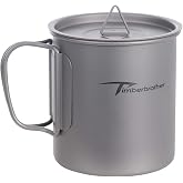 Timberbrother 250ml-900ml Titanium Cup Camping Mug Foldable Handle Titanium Pot with Lid