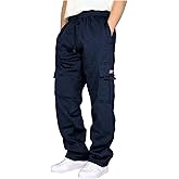 Men's Cargo Sweatpants Casual Fleece Joggers Loose Fit Open Bottom Athletic Pants for Men with Pockets