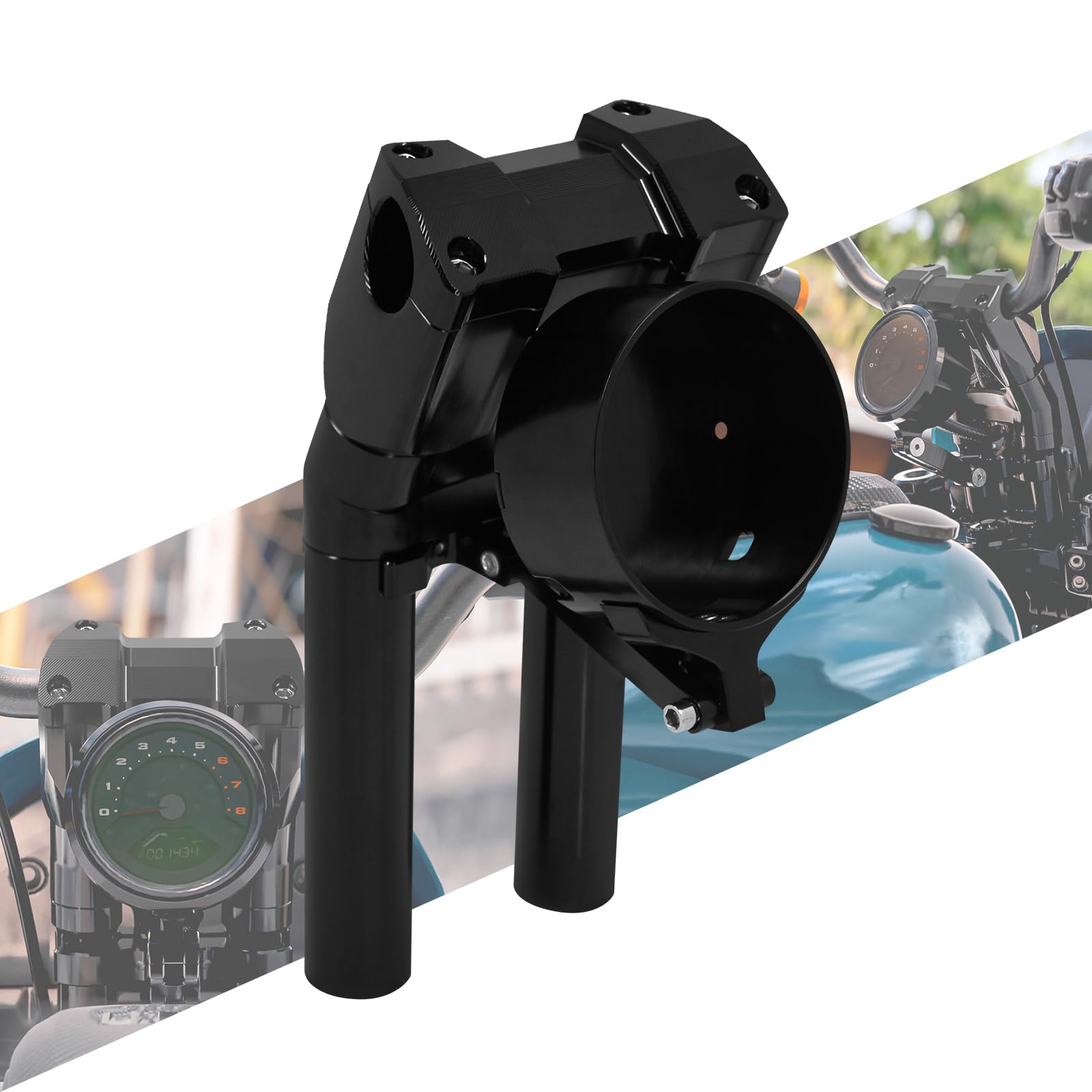 Photo 1 of HCmotorku Motorcycle 10'' Tall Handlebar Riser Clamp with Extension Kit Fit For Harley Low Rider S 2022-up (Black)