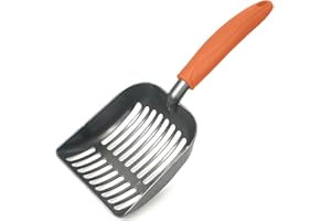 Frxat Metal Cat Litter Scoop - Non Stick Aluminum Alloy Aluminum cat Litter Scooper, Solid and Durable Oversized Metal Litter Scoops, Solid Metal, Fecal screening, Solid Handlel Orange