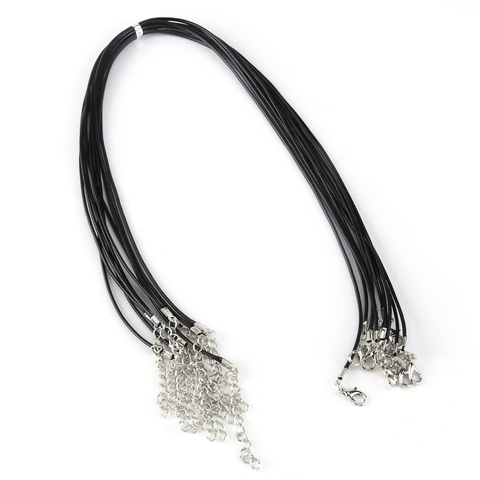 Yosoo Health Gear DIY Necklace Wax Rope, 10PCS Black 1.5mm Wax Cord Imitation Leather Braided Rope Necklace Cord for Jewelry Making