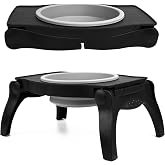Tuff Pupper Elevated Dog Bowl - Single Raised Collapsible Travel Bowl Holds 80oz/12cups Food/Water