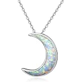 PRAYMOS S925 Sterling Silver Moon Necklace Synthetic Opal Necklace Women Dainty Necklace Mothers Day Gifts&hellip;
