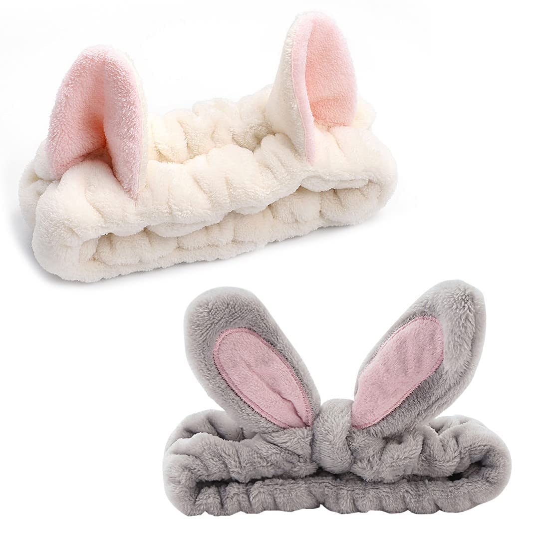 LSUWDE 2 Pack Face Wash Headband, Hair Band for Makeup, Spa Headband, Cosmetic Headband, Elastic Coral Fleece Hair Bands, Coral Fleece Makeup Headband, for Wash Face Spa Yoga Sport Beauty — image 1