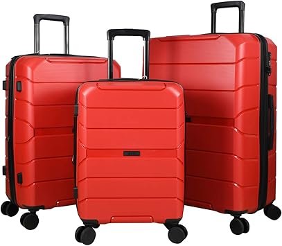 red hardside luggage
