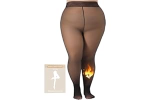 MERYLURE Plus Size Fleece Lined Sheer Tights, Fake Translucent Winter Warm Leggings for Women,Thick Thermal Pantyhose