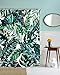 Get Orange Tropical Shower Curtain Blue Tropical Palm Leaves Floral Graphic Polyester Fabric Shower Curtain with Hooks 72 X 72 Inches