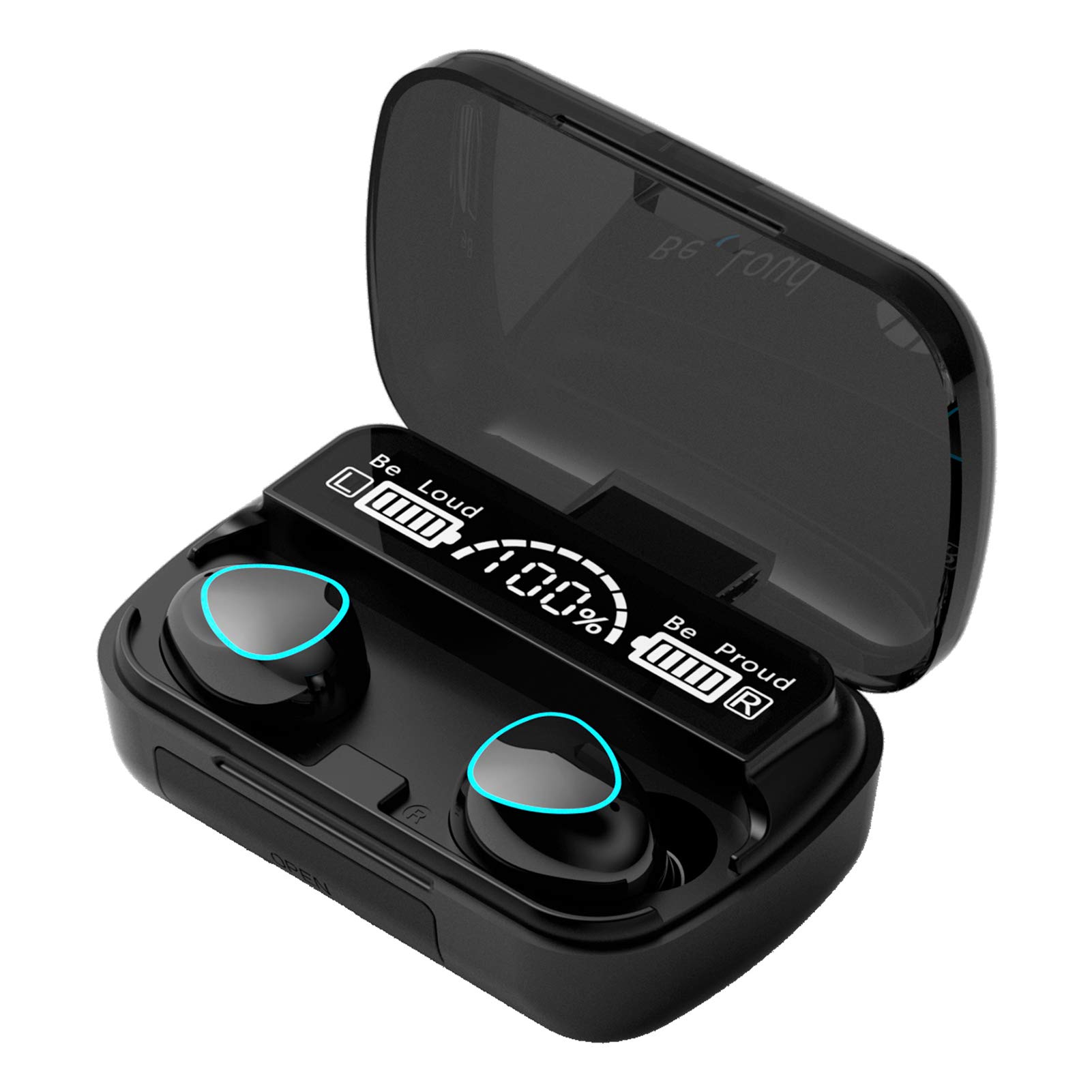 BST&BAO TWS Wireless Bluetooth 5.0 Headphones, Waterproof IPX7 Noise Reduction Sports 3D Stereo Sound In-Ear Earphones with LCD Digital Display Screen