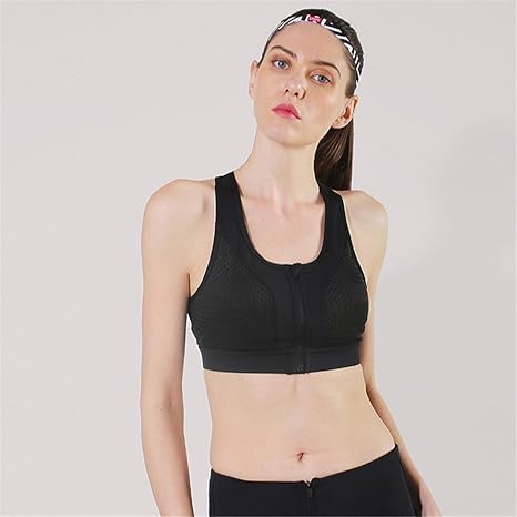 Yamyannie Mujer Bralette Top Yoga Sujetador con Cremallera Frontal ...