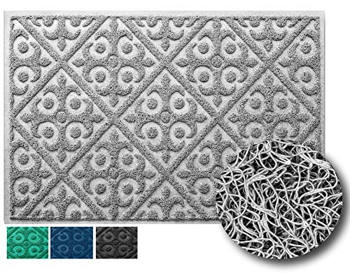 Welcome Mat Gray 24 x 36 Doormat for Indoor and Outdoor Front Door Low Profile Inside Rug Outside Mat Waterproof Easy Clean Entrance Rug