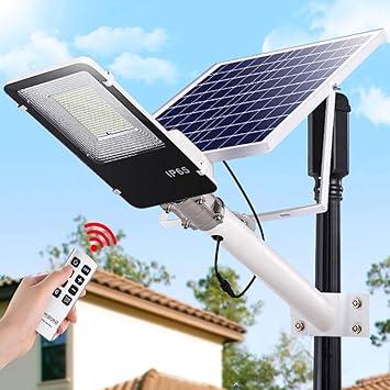szyoumy luz solar para calle exterior lampara led de inundacion con control remoto temporizador iluminacion de seguridad para patio jardin