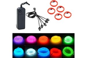 MIYOKA El Wire Neon Tube Lighting 3 Modes, Portable Battery, Flexible Neon Light for Parties, Halloween, Car, Wedding, Bar Decoration(Orange)