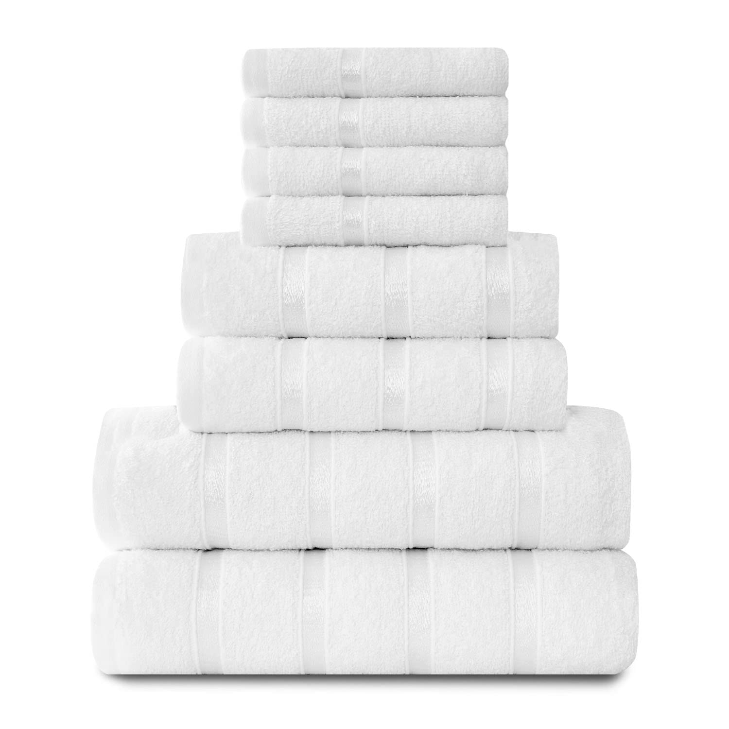 Gaveno Cavailia Luxurious 8 Pack Boston Towel Bale Set ( 4 Face, 2 hand and 2 Bath ), Cotton, White