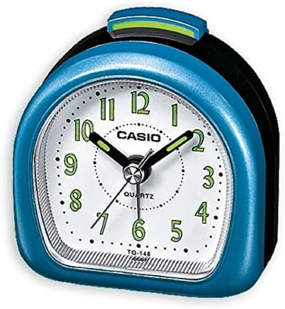 Casio TQ148/2 Travel Alarm Clock-Metallic Blue/White