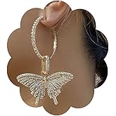 Wiwpar Large Butterfly Hoop Dangle Earrings Sparkly Rhinestone Butterfly Earrings Fashion Round Circle Open Hoop Dangle Earrings for Women Girls