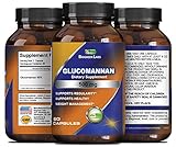 Glucomannan Pure Powder Capsules - Konjak Root Fiber Appetite Suppressant + Natural Weight Loss Supplement - Constipation Relief - Lowers Cholesterol + Regulates Blood Sugar