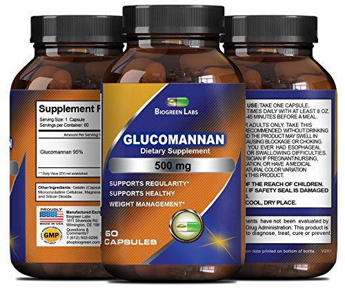 Glucomannan Pure Powder Capsules - Konjak Root Fiber Appetite Suppressant + Natural Weight Loss Supplement - Constipation Relief - Lowers Cholesterol + Regulates Blood Sugar