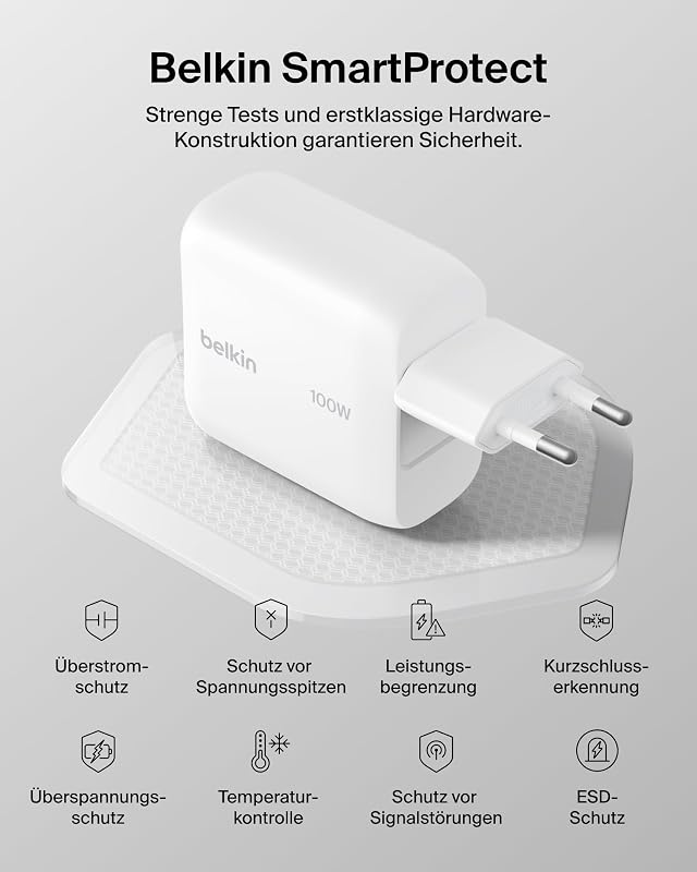 BoostCharge USB C Ladegerät, 100W, Kompaktes GaN Schnellladegerät mit Einklappbarem Stecker, Netzteil für iPhone 17, Samsung Galaxy S26, Pixel 10, AirPods, Tablet, MacBook, Chromebook – Weiß