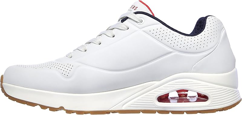 Uno Stand On Air, Scarpe da ginnastica Uomo, White Durabuck Navy Red Trim, 44 EU