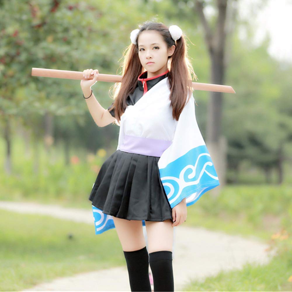 BELUNOT Anime Gintama Sakata Gintoki Female Lolita Kimono Cosplay Costume Full Set Women Uniform (Cl