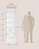 VASAGLE 6-Tier Bookcase Open Storage Shelf 24x60x178.5 cm Cloud White LBC169T14 view 3